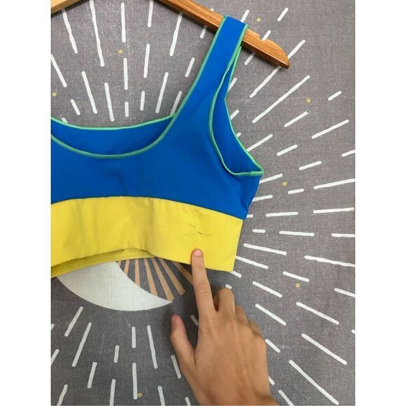 NWT Free People It’s Cool Now Blue and Yellow Bikini Top - Picture 7 of 8
